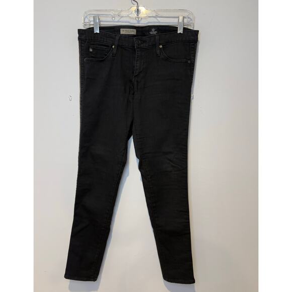 AG Adriano Goldschmied The Remi‎ Ankle Super Skinny Tux Jeans Studded Black 28R - Picture 2 of 8